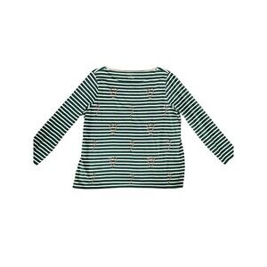 Talbots Plus Women’s Green Striped Top Christmas Candy Cane 2X